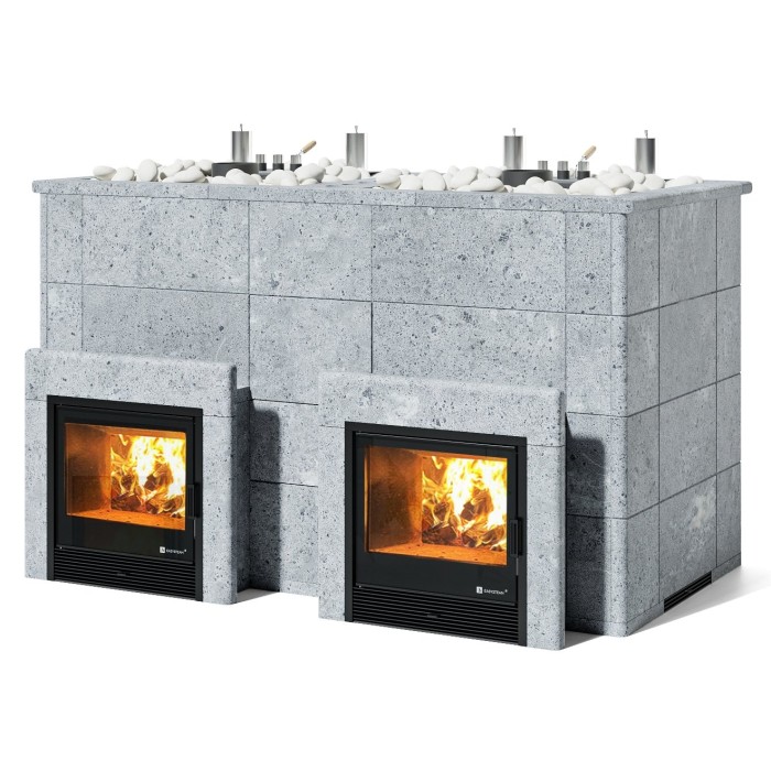 Дровяная печь для бани ИзиСтим Домна Талькохлорит 120 К ТВИН