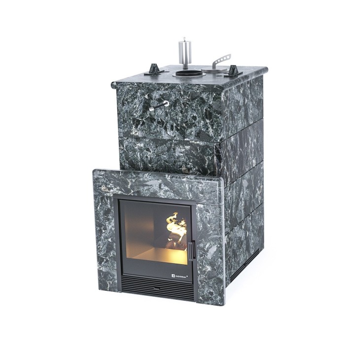 Дровяная печь для бани ИзиСтим Геленджик Пироксенит в полноценном кожухе с закрытым верхом